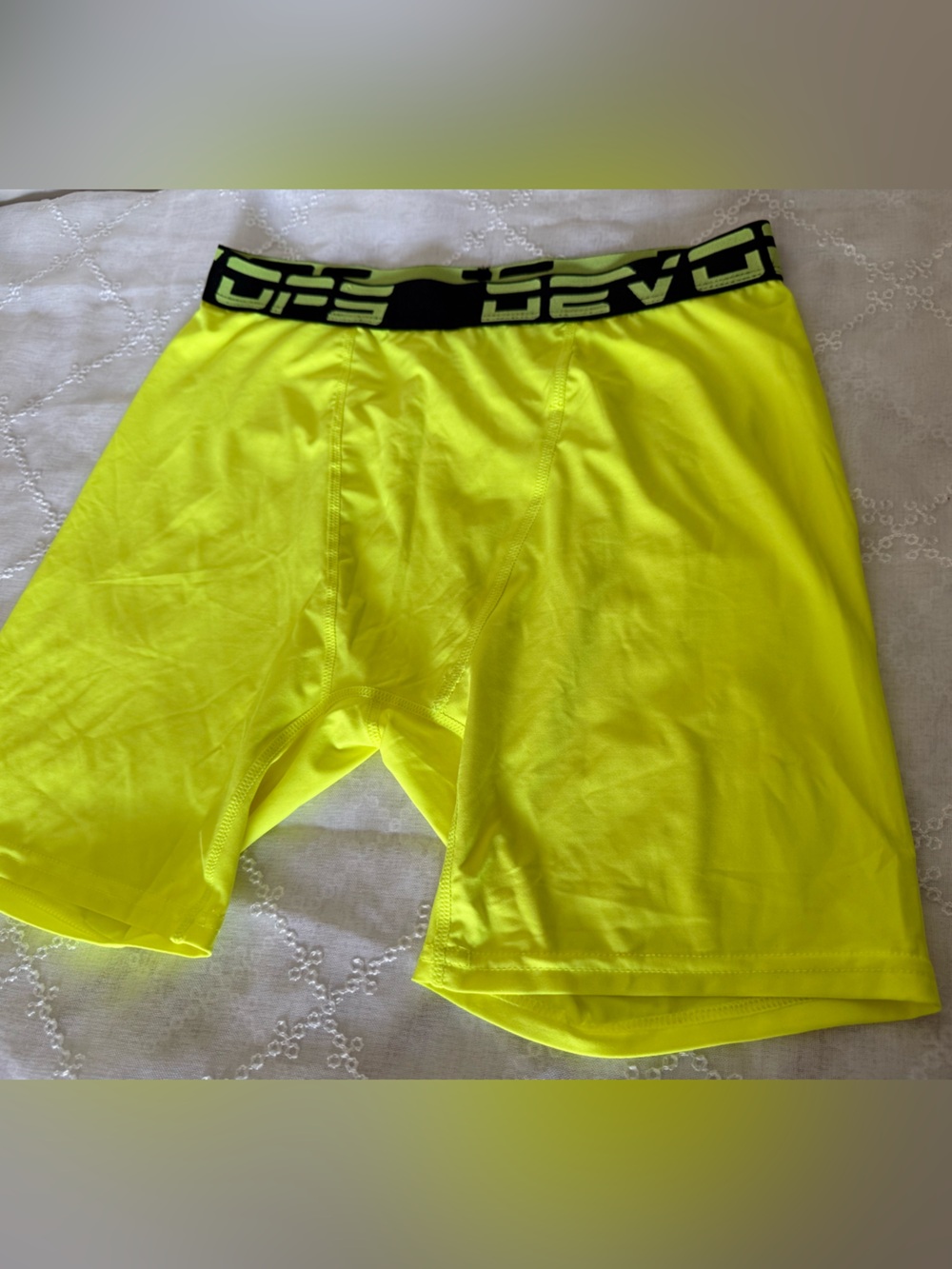 Neon Yellow Compression Shorts with Branded Waistband